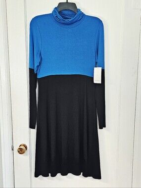 Karen Kane Royal Blue & Black Midi Dress